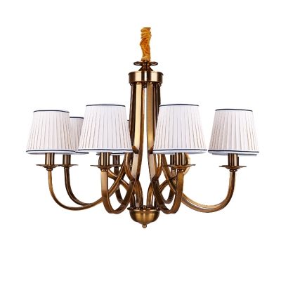 Traditional Chandelier Lighting with White Empire Shade 6/8 Heads Hanging Lamp for Living Room