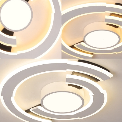 Warm/White Light Semi-Circle Flush Mount Lamp Modern Metallic 16