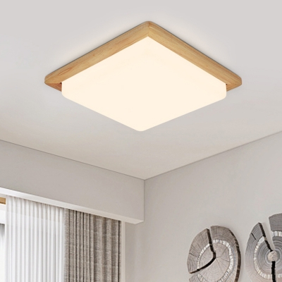 Wood Square Flush Ceiling Light Acrylic Modern LED Ceiling Fixture in Warm/White Light, 12.5