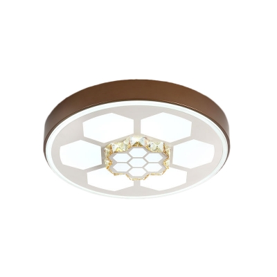 Acrylic Flower Ceiling Mount Light Dining Room Modern LED Ceiling Lamp in Brown/White