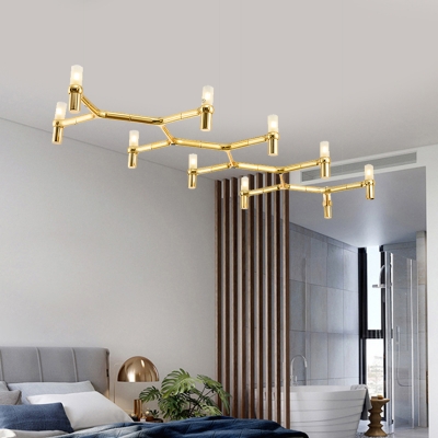Black/Chrome/Gold/White Branch Island Lighting Modern Metal 10 Lights Chandelier for Dining Room