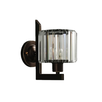 Clear Crystal Drum Wall Light Bedside Bedroom 1 Light Modern Stylish Wall Lamp in Coffee/Gold