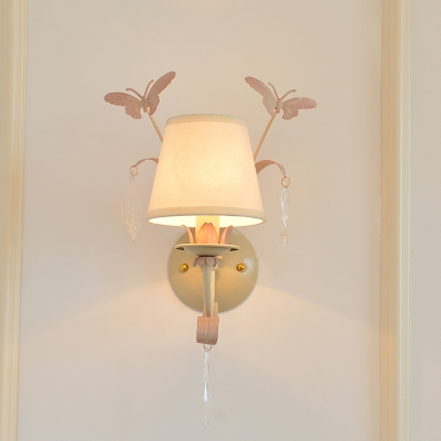 Conical Wall Lamp Modernist 1 Light Butterfly Metal Sconce Lighting with/without Shade in White