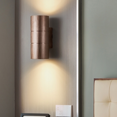 Cylinder Wall Sconce Light Modern Industrial 2 Lights Black/Coffee/Gold/Grey Indoor Lighting for Bedroom