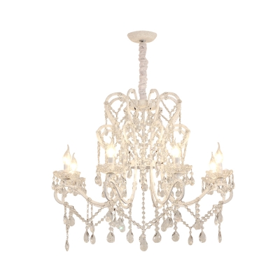 Gold/White Candle Hanging Chandelier Traditional Metal 4/5/6/8 Lights Lighting Fixture for Living Room