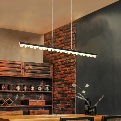 Linear Pendant Lighting Contemporary Metal Black Ceiling Hanging Light in Warm/White, 23.5