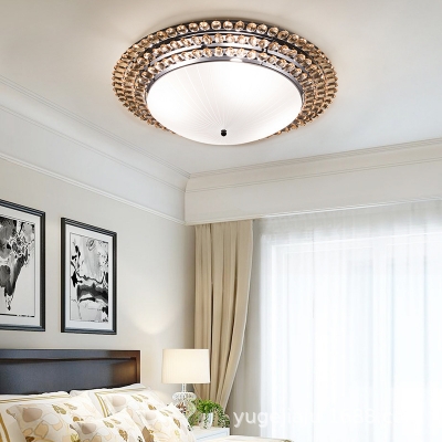 Modern Dome Flush Lighting with Amber Crystal Ball 3/4 Lights Frosted Glass Flush Lamp, 19.5