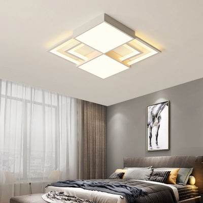 Modern Square Flush Mount Ceiling Light with Metal Shade and Acrylic Diffuser Led White Flush Light