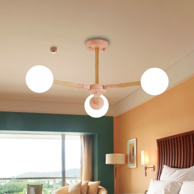 Modo Chandelier Lighting Opal Glass Shade 3/6/9 Lights Macaron Hanging Light in Blue/Grey/Pink