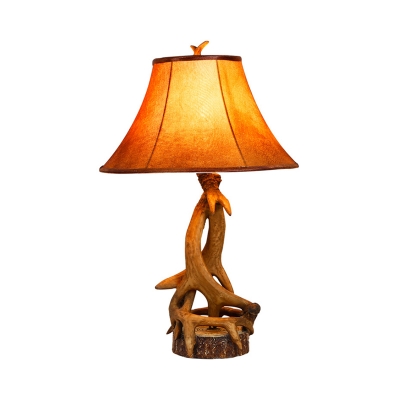 Parchment Flared Standing Table Light Rustic Loft 1 Light Table Lighting with Antler Accents