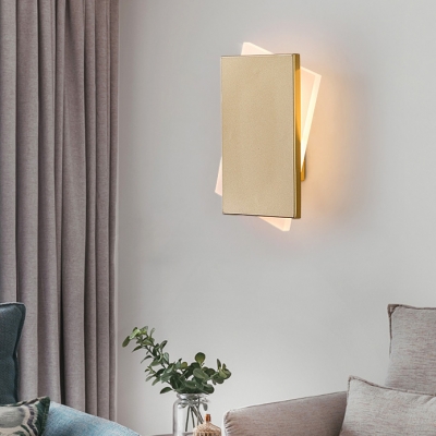 Simple Rectangle Wall Mounted Lamp with Gold/White Metal Shade Led Wall Light Fixture in Warm/White