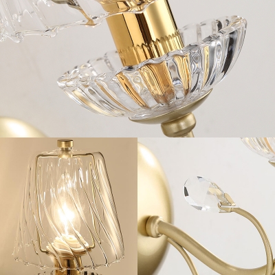 Stair Foyer Candle Wall Light with Tapered Crystal Shade Metal 1 Light Modern Gold Finish Wall Lamp