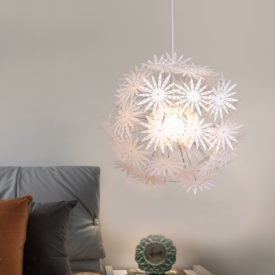 Starburst Pendant Lamp 1 Light Metal and Plastic Art Deco Hanging Ceiling Light in White, 19