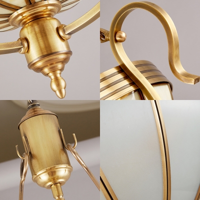 3 Bulbs Urn Pendant Lamp Traditional Frosted Glass Chandelier Light in Brass