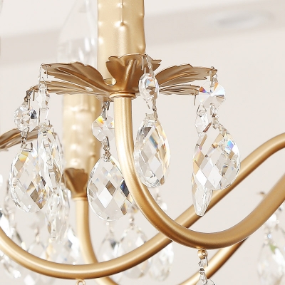 5/8 Light Candle Chandelier Light Modern Crystal Pendant Chandelier in Gold for Dining Room