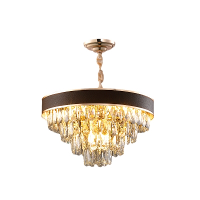 9/12 Lights Multi Layer Chandelier Contemporary Faceted Crystal Hanging Light in Gold, 19.5