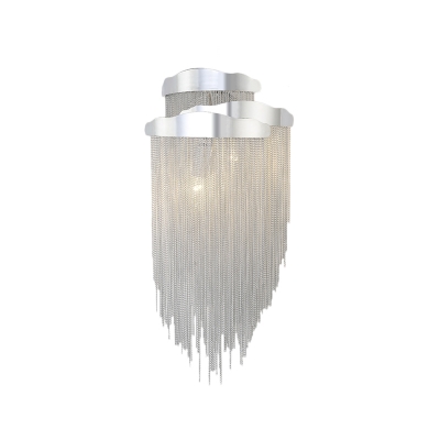 Aluminum Tassel Wall Lighting Modern 3 Lights Wrought Metal Chain Wall Sconce in Silver/Gold for Bedside