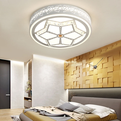 Brown/White Circular Flush Mount Light Modern Stylish Acrylic Crystal LED Ceiling Lamp for Bedroom