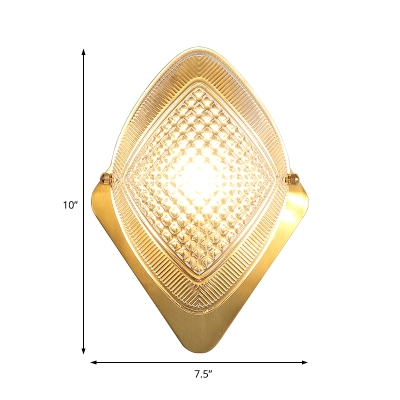 Clear Crystal Square Wall Light 1 Light Modern Stylish Sconce Lamp in Brass for Hotel Corridor