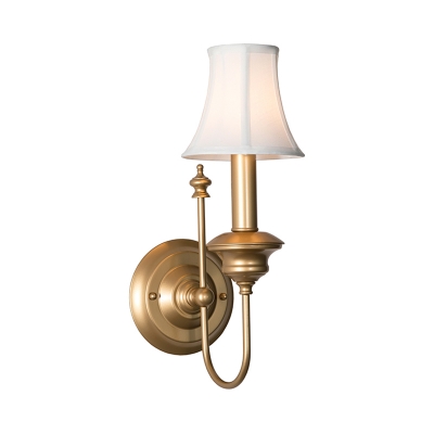 Country Style Bell Shade Sconce Light 1 Head Wall Mount Lighting in Gold for Bedroom