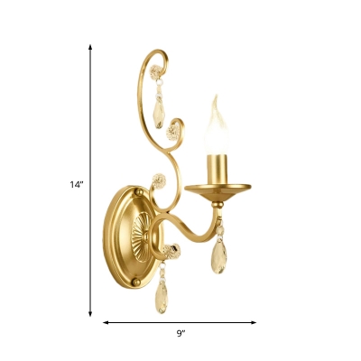Fabric Conical Sconce Light 1/2-Light Contemporary Wall Mount Lighting with/without Shade in Brass