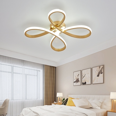 Gold Floral Ceiling Flushmount Light Contemporary Metal 1 Light Led Indoor Lighting in Warm/White, 21.5
