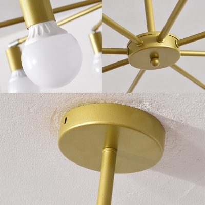Modern Radial Hanging Ceiling Light Metal Adjustable 3/4/6/8 Heads Gold Indoor Lighting for Living Room