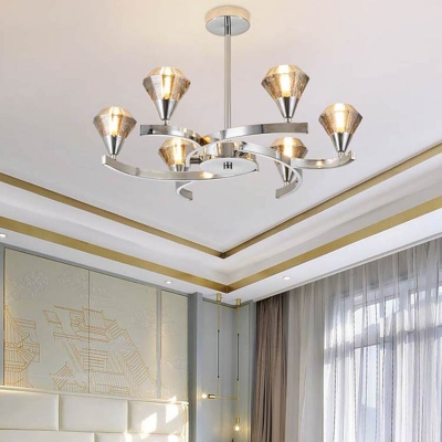 Nordic Diamond Chandelier Lamp 6/8/10 Lights Glass Ceiling Pendant Light in Chrome/Gold for Living Room