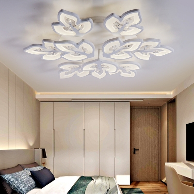 Office Restaurant Ceiling Lamp Acrylic Modern Stylish Warm/White Lighting LED Flush Mount Light in White
