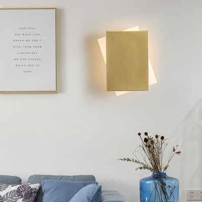 Simple Rectangle Wall Mounted Lamp with Gold/White Metal Shade Led Wall Light Fixture in Warm/White