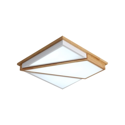 Unique Squared Flush Mount Ceiling Lights Modern Wood and Acrylic Ceiling Fixture with White/Warm/Natural Lighting