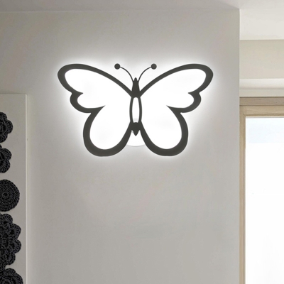 White Butterfly Wall Mount Lamp Contemporary Acrylic Led Indoor Wall Light in White