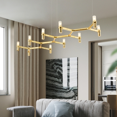 Black/Chrome/Gold/White Branch Island Lighting Modern Metal 10 Lights Chandelier for Dining Room