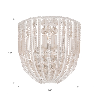 Bowl Crystal Wall Sconce Light 1 Head Contemporary Clear Wall Lamp for Living Room