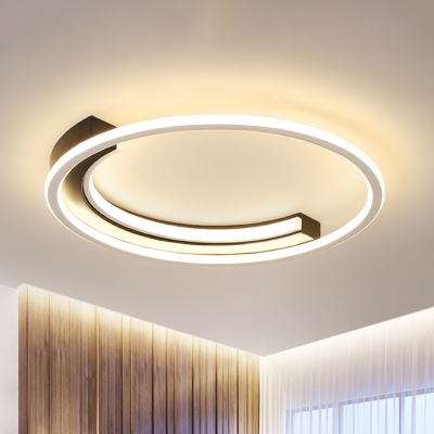 Circle Ring Flush Mount Ceiling Light Contemporary Integrated Led Flush Lamp in Black, Warm/White Light