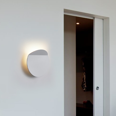 Disc Wall Lamp with Fold Design Nordic Style Metal Wall Mount Lighting in Warm with Black/Bronze/Gold/Grey/White Shade