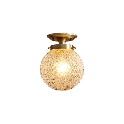 Frosted Glass Sphere Flushmount Lights Modern Metal 1 Light Flush Mount Lighting Fixtures in Brass for Bedroom