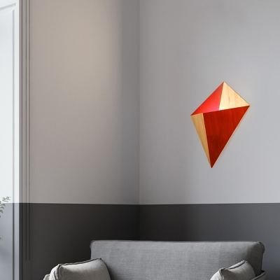 Geometric Wall Mounted Lighting 1 Light Wood and Metal Art Deco Wall Lamp for Bedroom