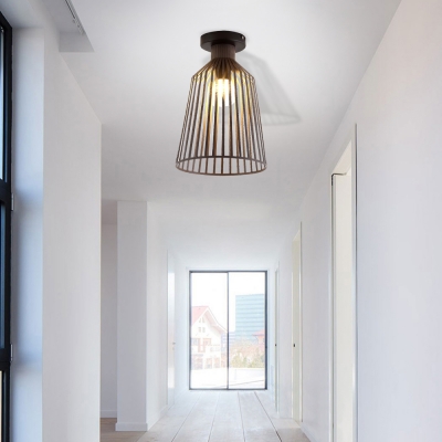 Gray/White/Coffee Tapered Flush Mount Ceiling Light Modernist 1 Light Metal Flush Pendant Light for Bedroom