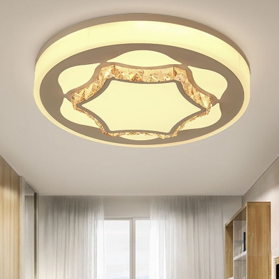 Hexagon Dining Room Ceiling Light Acrylic Contemporary LED Ceiling Mount Light in Brown/White