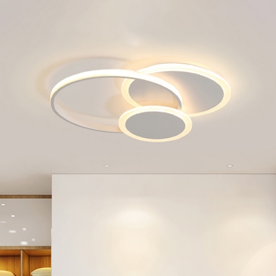 Led Ring/Square Flush Lighting Nordic Metal Black/White Indoor Ceiling Light in Warm/White Light