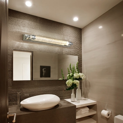 Metal Linear Wall Light Modern Vanity Wall Light in Chrome for Bathroom Bedroom Mirror