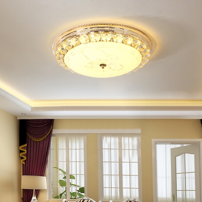 Modern Bowl LED Ceiling Light Metal and Glass Flushmount Light in White for Hotel Living Room