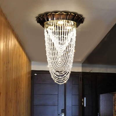 Modern Design Waterfall Flush Light Crystal Flush Mount Light Fixture for Restaurant