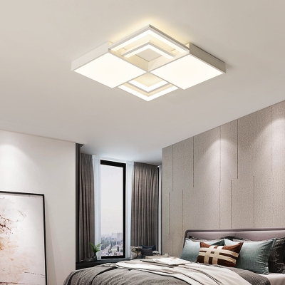 Modern Square Flush Mount Ceiling Light with Metal Shade and Acrylic Diffuser Led White Flush Light