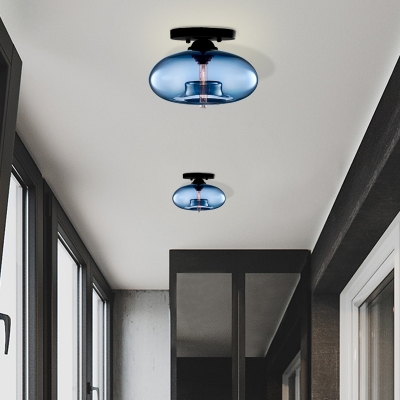 Oblong Flush Ceiling Light Fixture Modernist Glass 1 Light Sky Blue/Amber/Smoke Gray/Coffee Ceiling Light Fixture, 11