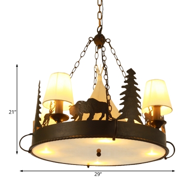 Tapered Chandelier Light with White Fabric Shade Country Style 7/8 Lights 17