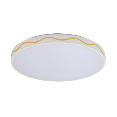 White Circular Flushmount Light with Frosted Diffuser Modernism Metal Led Flush Ceiling Light in White/Neutral/Warm