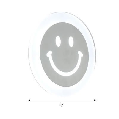 White Ultra Thin Wall Lamp with Smile Pattern Modern Acrylic Led Wall Mounted Lighting