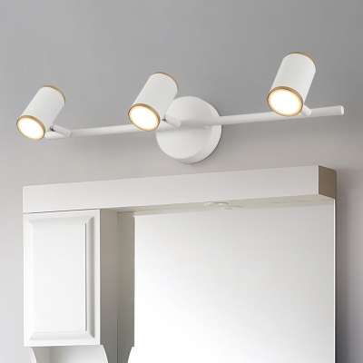 Contemporary Cylinder Vanity Light Metal 3 Lights Spotlight for Bathroom in Black/White